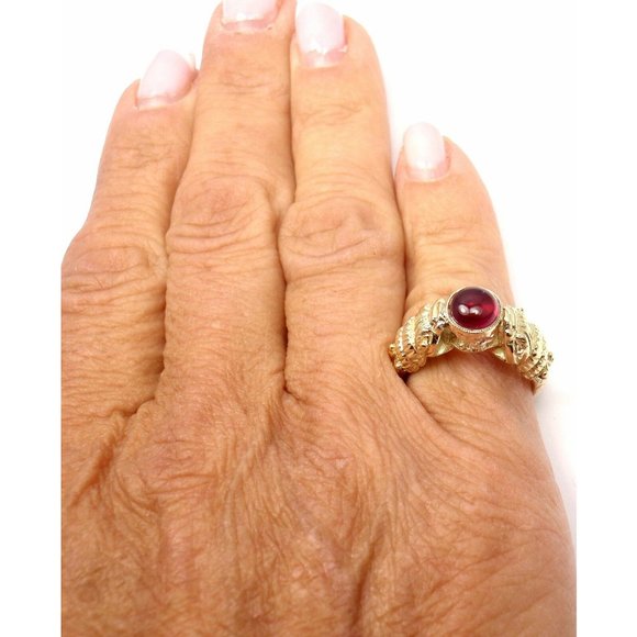 Very Rare! Authentic Zolotas Greece 18k Yellow Gold Pink Tourmaline Band Ring - Picture 8 of 8